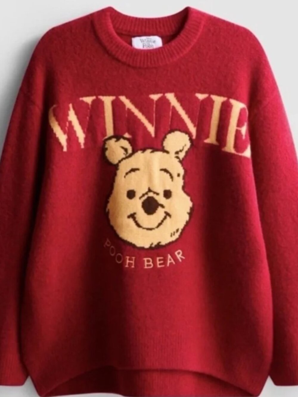Disney Viral Winnie The Pooh Red Sweater Knit Sweater Yellow